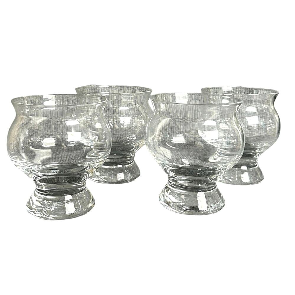 Vintage Dansk France dessert cocktail glasses set 4 footed tulip shape heavy